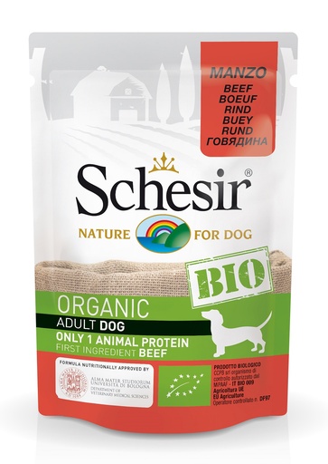 Schesir Bio Organic Pouch For Dog with Beef In Paté (16 pouch)