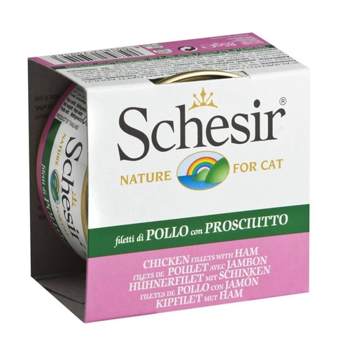 [8005852750143] Schesir Can for Cat Chicken Fillets with Ham 85g (1 Can)