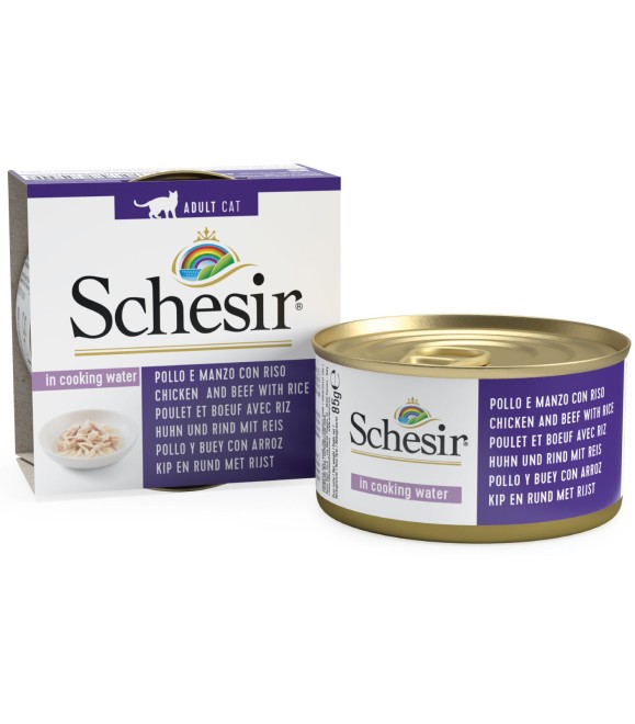 Schesir Can for Cat Chicken & Beef with Rice In Cooking Water 85g