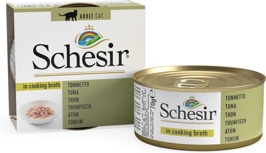 Schesir Can for Cat Tuna In Cooking Broth 70g