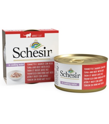 [8005852759511] Schesir Can for Cat Tuna and Beef with Rice In Cooking Water 85g (14 Can)