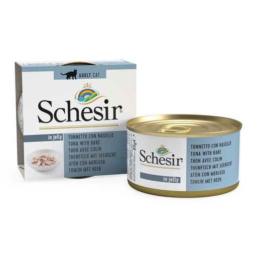 Schesir Can for Cat Tuna with Hake In Jelly 85g (14 Can)