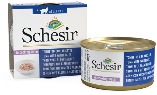 [8005852759528] Schesir Can for Cat Tuna with Whitebaits in Cooking Water 85g (14 Can)