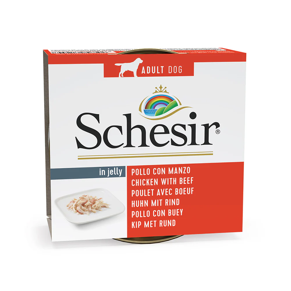 Schesir Can for Dog Chicken With Beef in Jelly 150g