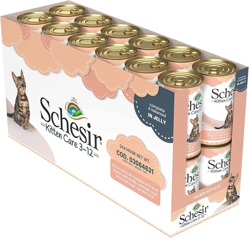 [8005852273192] Schesir Baby Kitten Care Can (3-12 Months) Chicken with Aloe 140g (24 Can)