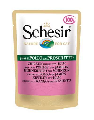 Schesir Pouch Nature Pollo Chicken Fillet with Ham For Cats 100g (20 Pouch)