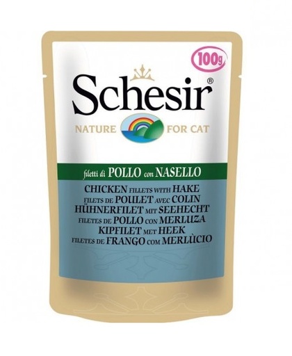 [8005852656810] Schesir Pouch Nature Pollo Chicken Fillets with Hake For Cats 100g (1 Pouch)