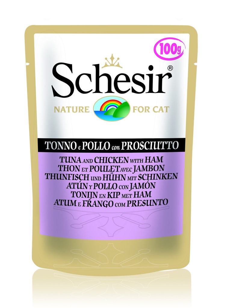 Schesir Pouch Nature Pollo Tuna and Chicken with Ham For Cats 100g