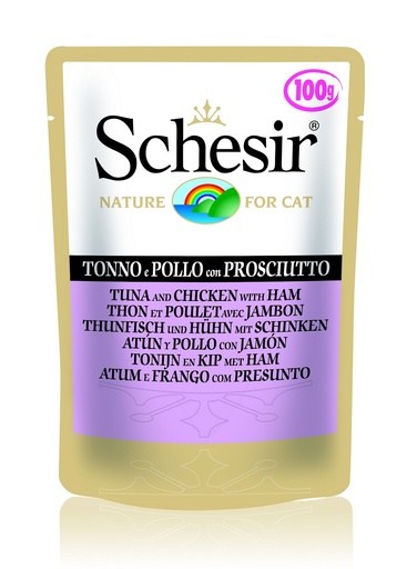 Schesir Pouch Nature Pollo Tuna and Chicken with Ham For Cats 100g (1 Pouch)