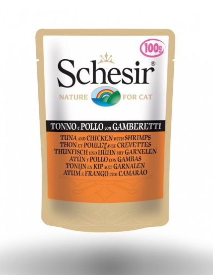 [8005852015785] Schesir Pouch Nature Pollo Tuna & Chicken with Shrimps For Cats 100g (1 Pouch)