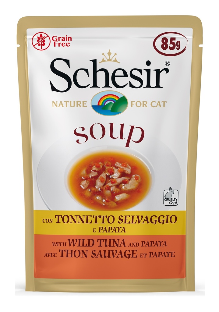 Schesir Pouch in Soup with Wild Tuna & Papaya 85g
