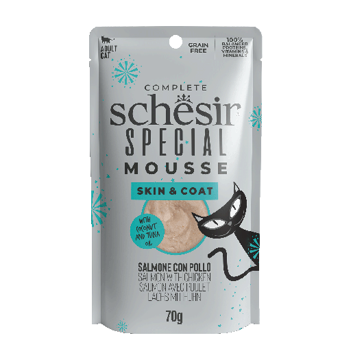 [8005852131249] Schesir Special Mousse Skin & Coat Salmon with Chicken 70g (1 Pouch)