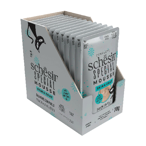 [8005852931245] Schesir Special Mousse Skin & Coat Salmon with Chicken 70g (12 Pouch)