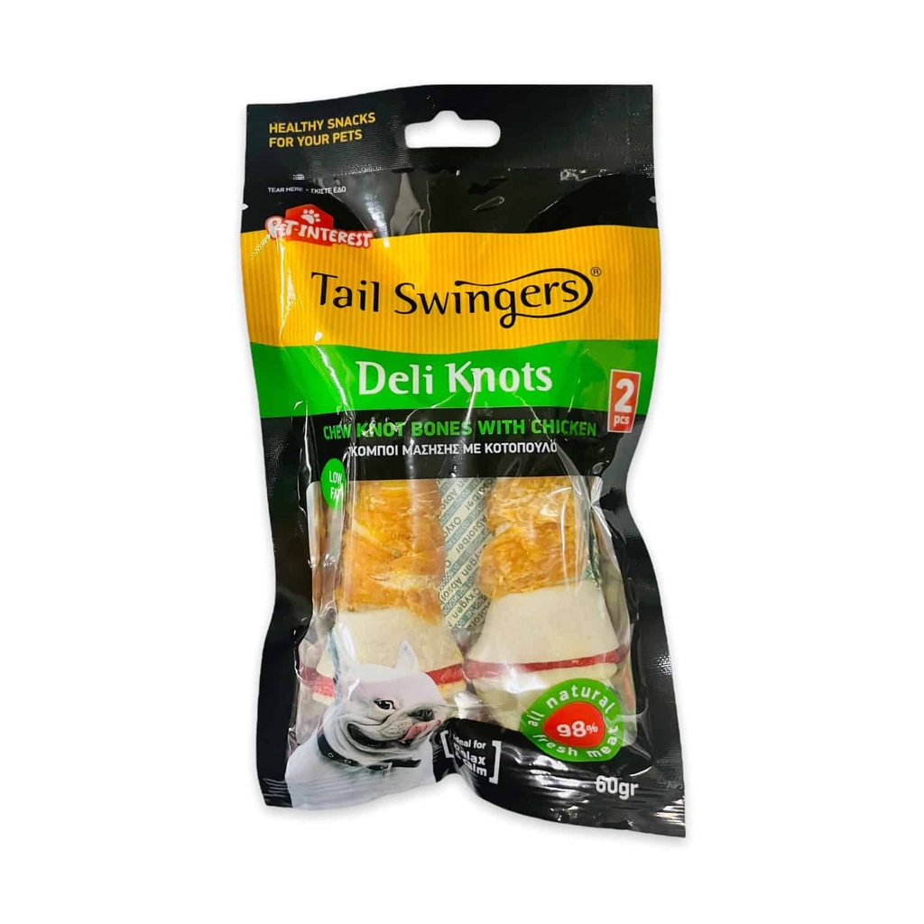 Tail Swingers عظام مضغ عقدة مع دجاج 60 جم