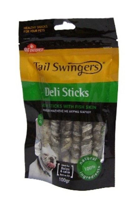 Pet Interest Tail Swingers Deli Sticks with Fish Skin 100g