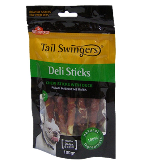Pet Interest Tail Swingers Deli sticks with Duck 100g