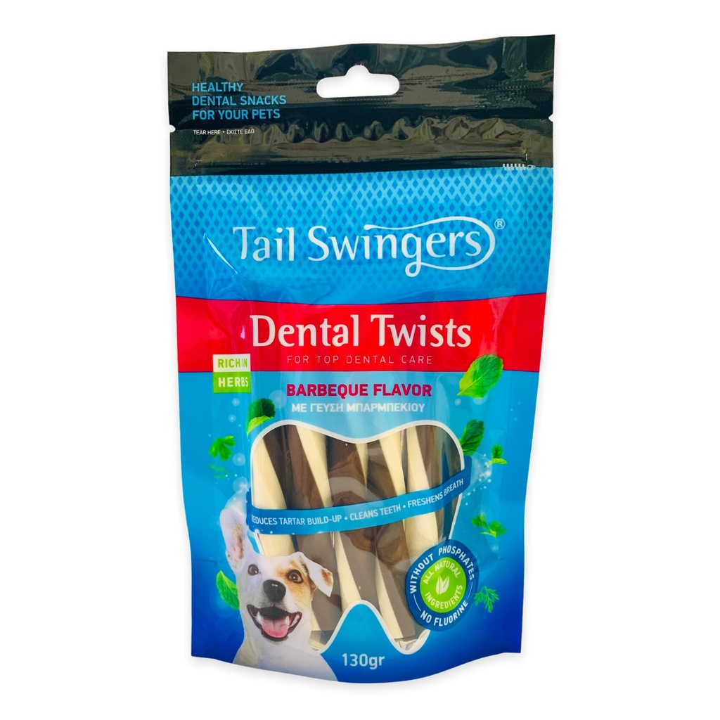 Pet Interest Tail Swingers Dental Twists Barbeque Flavor 130g