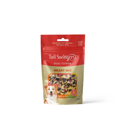 [5206819013711] Pet Interest Tail Swingers Dual Flavor Heart Mix with meat and fish 125g