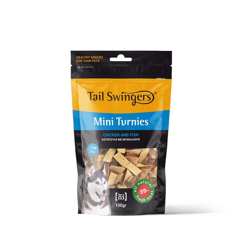 [5206819011120] Tail Swingers قطع ميني بالدجاج والسمك 100  جم