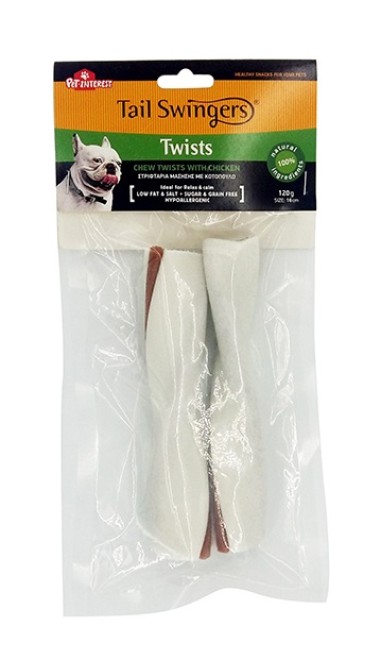 Pet Interest Tail Swingers Twists Chew With Chicken 16CM 120g