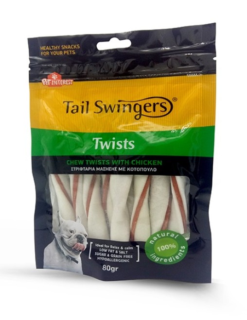 Pet Interest Tail Swingers Twists Chew With Chicken 9CM 120g