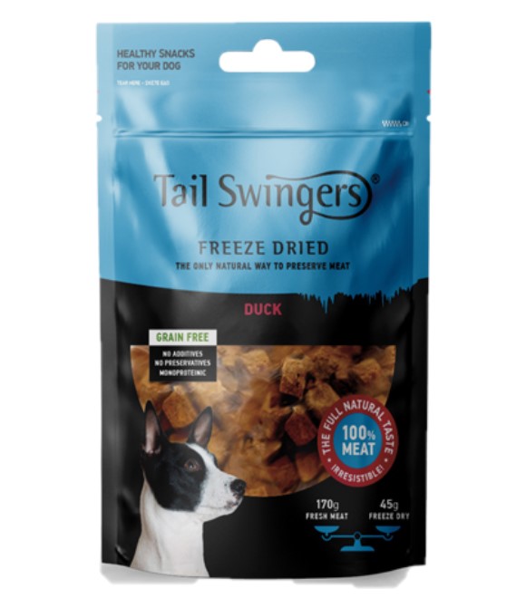 Pet Interest Tail Swingers Freeze Dried Duck Dog Treats 45g