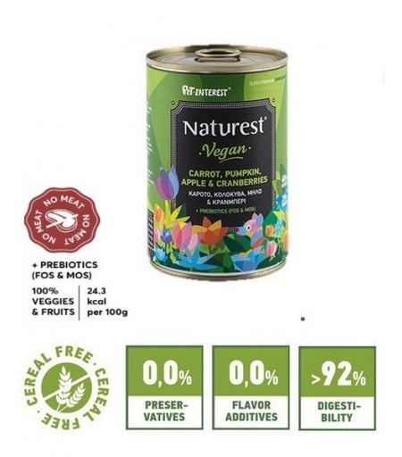 [5206819014091] Pet Interest Naturest Gourmet Vegan Carrot, Pumpkin, Apple and Cranberries 400g Can