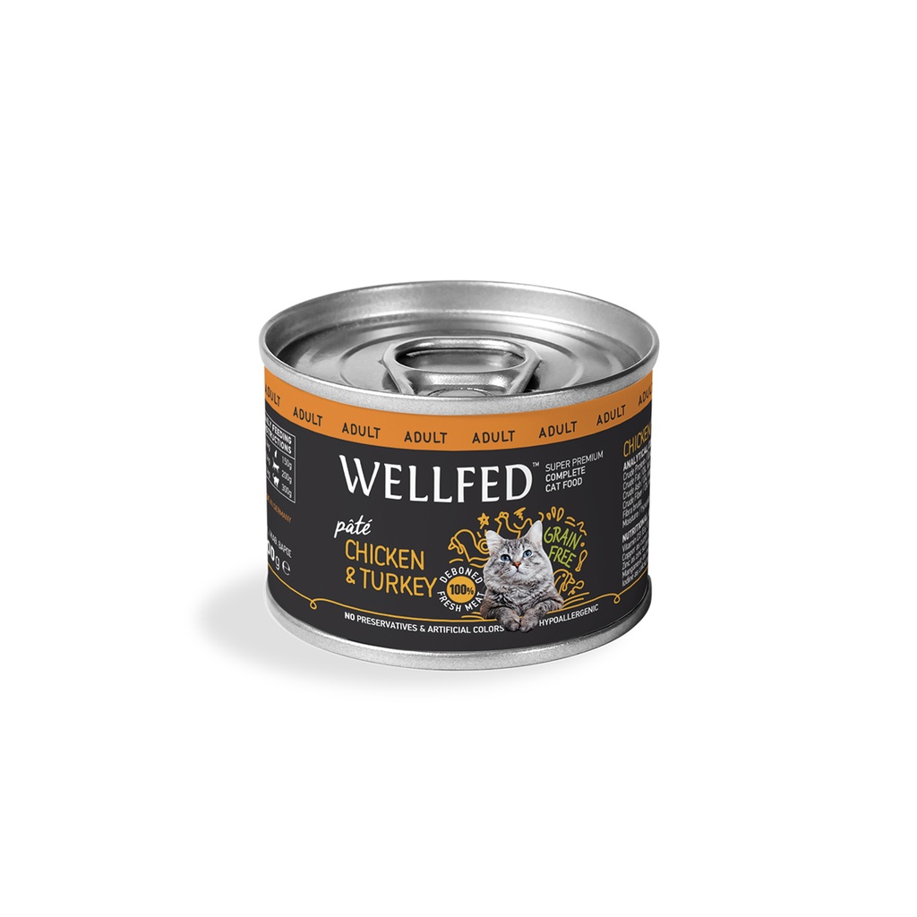 Pet Interest Wellfed Adult Chicken and Turkey With Salmon Oil and Taurinr Canned Paté 200 gm