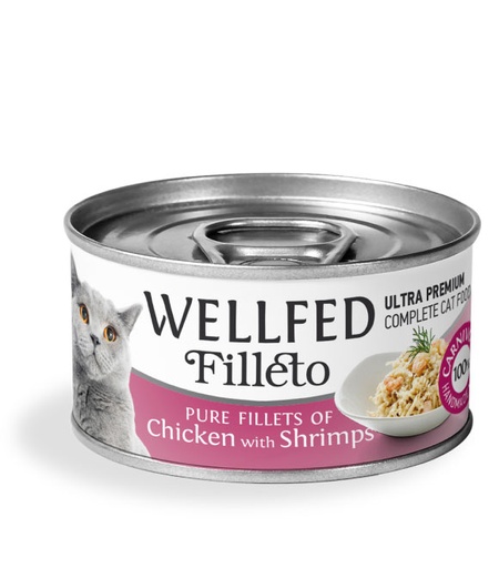 [5206819142145] Pet Interest Wellfed Filleto Chicken with Shrimps Fillet Cat Can 70g