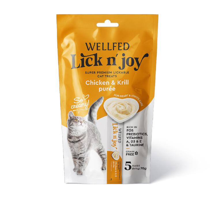 Pet Interest Wellfed Lick N’ Joy Chicken & Krill 70g (5x14g) For Cat