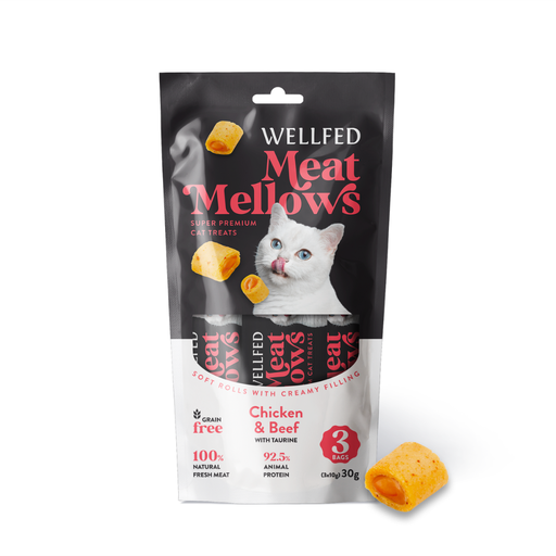 [5206819210714] Pet Interest Wellfed Meat Mellows Chicken & Beef (3x10g) 