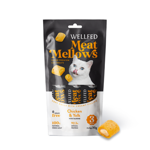 [5206819210721] Pet Interest Wellfed Meat Mellows Chicken & Yolk (3x10g) 