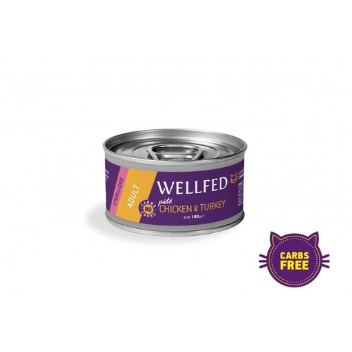 [5206819014268] Pet Interest Wellfed Sterilized Chicken and Turkey Canned Paté 100g For Cats