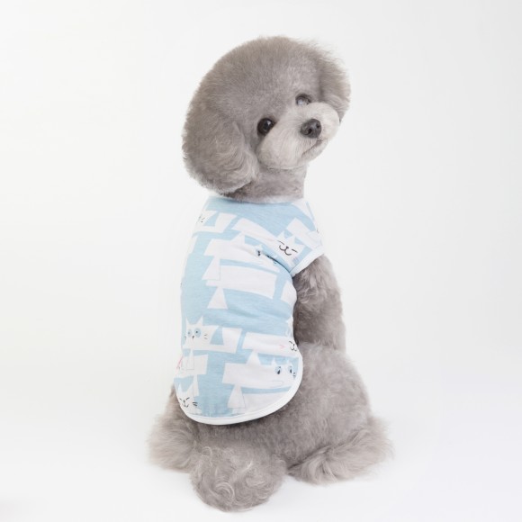 Pets.Love.Earth Cartoon Cat Vest Blue S