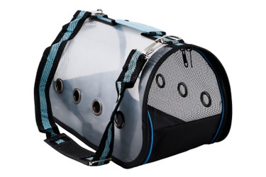 حقيبة ظهر شفافة مع ألوان زرقاء/حمراء/سوداء بحجم S للحيوانات الأليفة من بت لوف إيرث