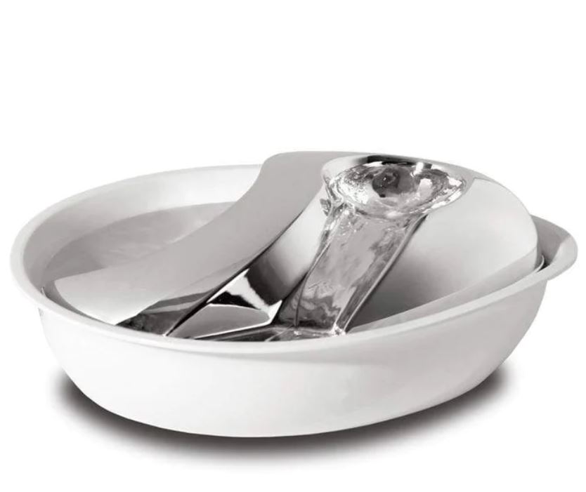Pioneer Pet Drinking Fountain Stainless Steel/Plastic Fountain Raindrop Style - WHITE 60oz (1.8 L)