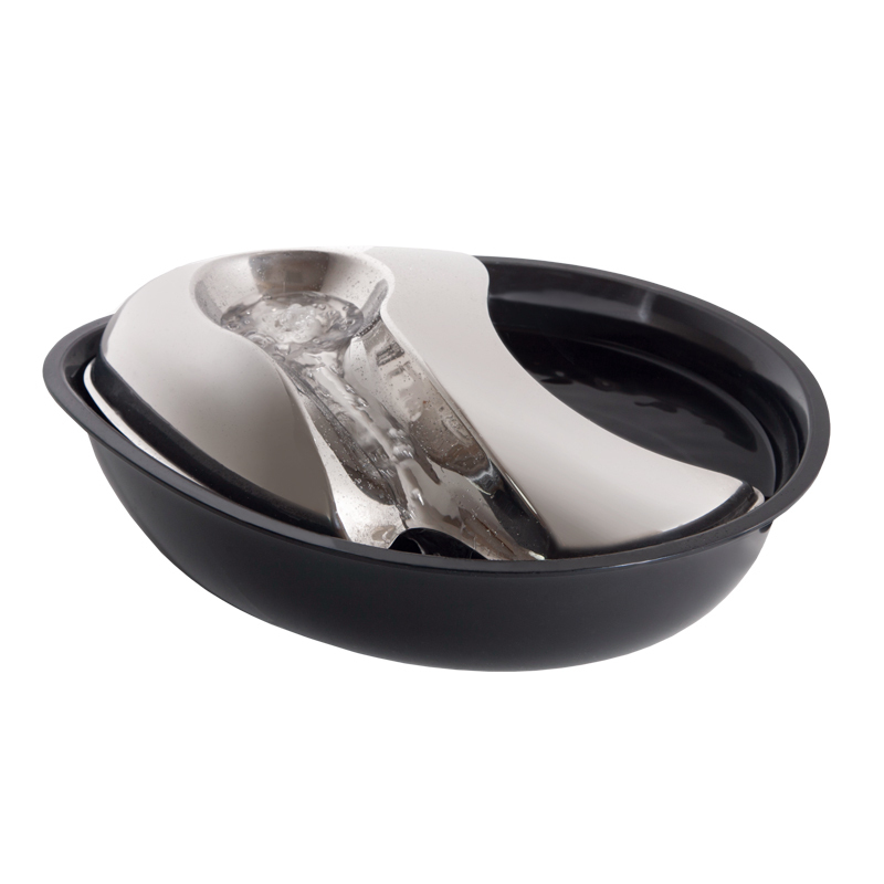 Pioneer Pet Drinking Fountain Stainless Steel/Plastic Fountain Raindrop Style Black 60oz(1.8L)