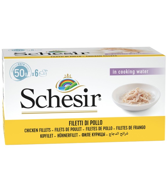 [8005852753045] Schesir Can For Cat Chicken Fillets in Cooking Water 6x50g Per Pack