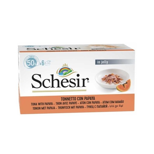 [8005852711281] Schesir Can For Cat Tuna And Papaya 6x50g Per Pack