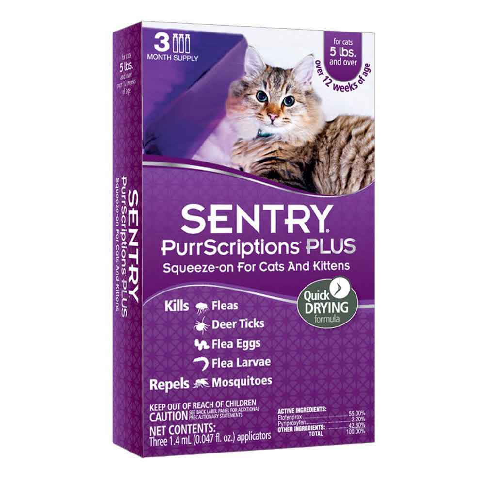 Sentry PurrScriptions Plus Flea & Tick Control Drops for Cats