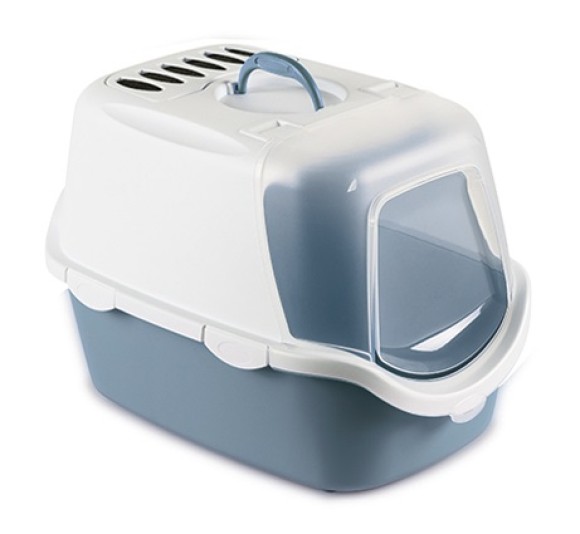 Stefanplast Cathy Easy Clean Cat Toilet – Steel Blue / White 