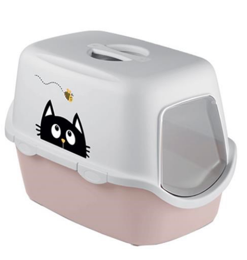 [8003507986428] Stefanplast Cathy Griffe Cat Toilet – Powder Pink / White (56×40×40 cm) 