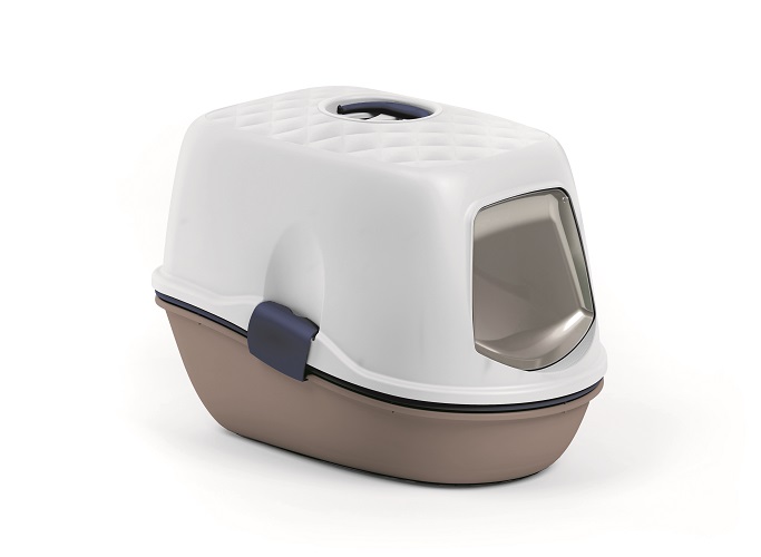 Stefanplast Chic Furba Top Cat Toilet – Light Dove Grey / Navy Blue / White (58.5×39.4×42.7 cm) 