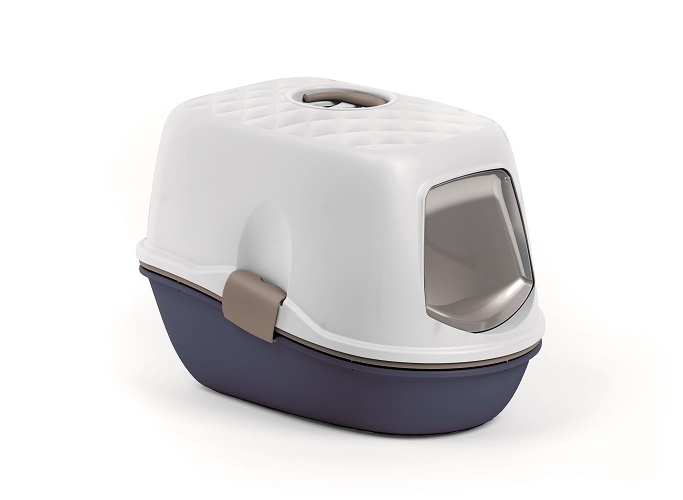 Stefanplast Chic Furba Top Cat Toilet – Navy Blue / Light Dove Grey / White (58.5×39.4×42.7 cm)