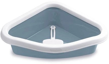 Stefanplast Sprint Corner Cat Toilet – Steel Blue / White 