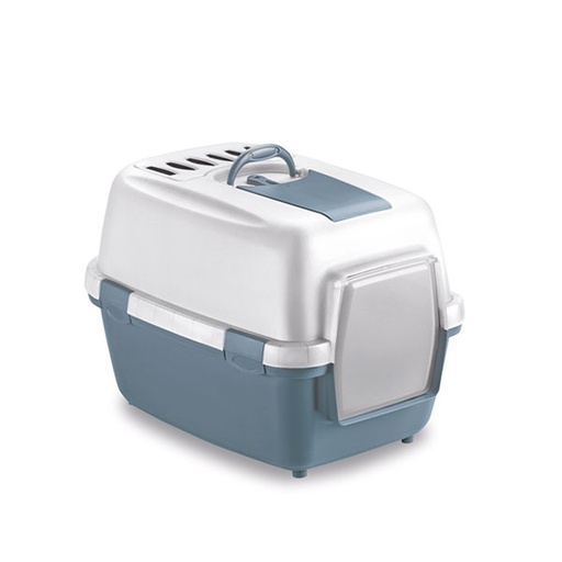 [8003507979710] Stefanplast Wiva Cat Toilet – Steel Blue / White (55×40×40 cm) 