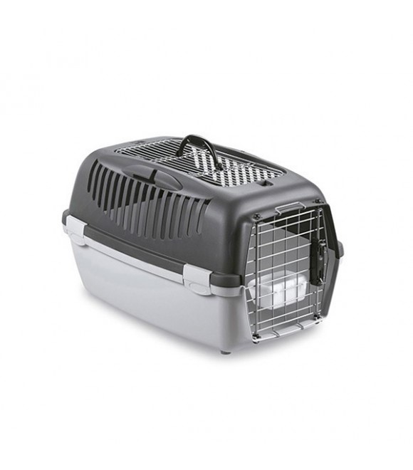 Stefanplast Pet Carrier Gulliver 3 Delux Top Free Metal Door Dark Grey/Light Grey 61x40x38h Cm