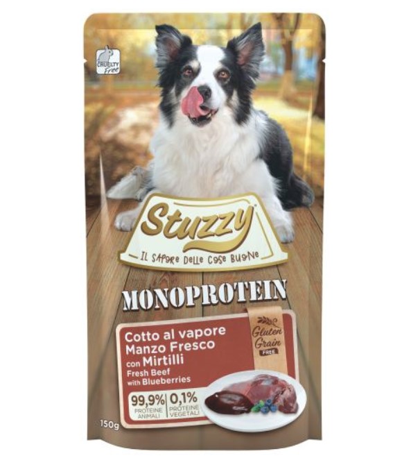 Stuzzy Grain Free Monoprotein Dog Pouch Beef with Blueberries 150g