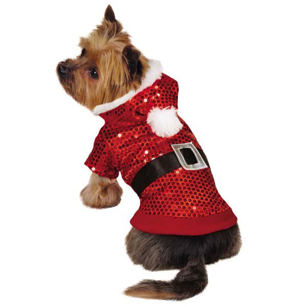 Zack & Zoey Santa Claus Sequin Hoodie Red - LARGE