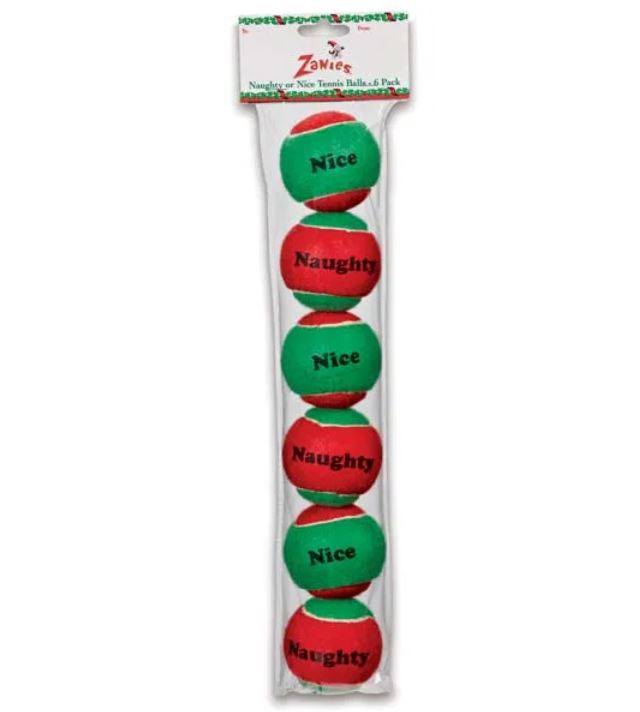 [721343006428] Zanies Naughty or Nice Tennis Balls 6pk